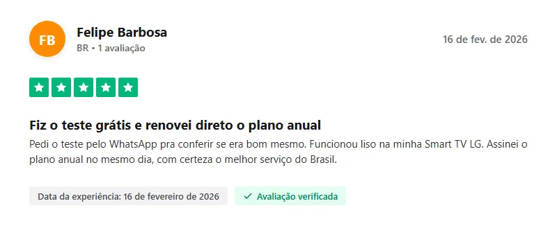 Avaliação positiva de facilidade de instalação na TV